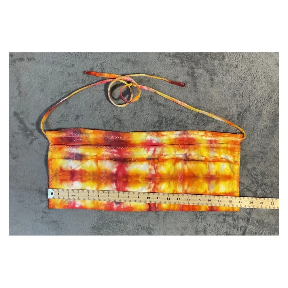 Handmade Tie-Dye Waist‎ Apron with Pockets Multicolor Cotton